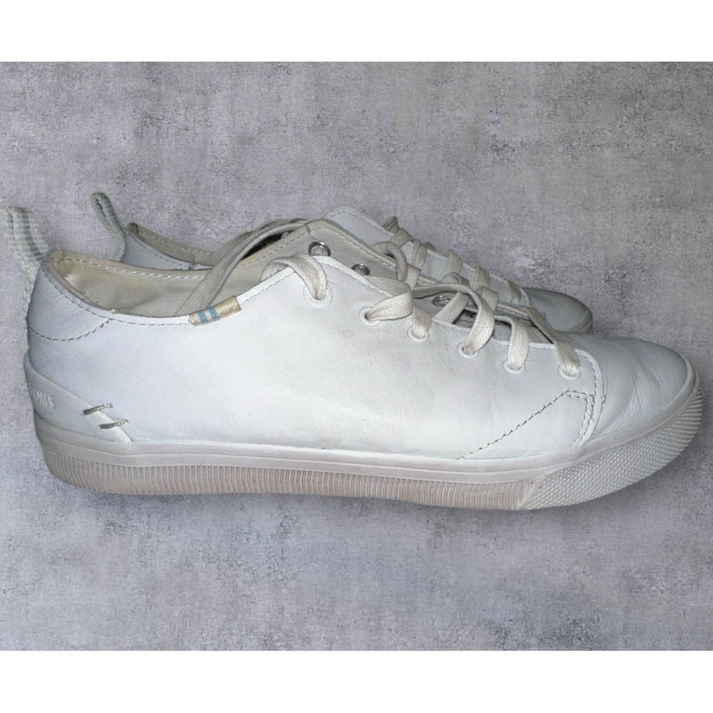 TOMS Trvl Lite Leather Lace‎ Up Womens White Sneakers Casual Shoes